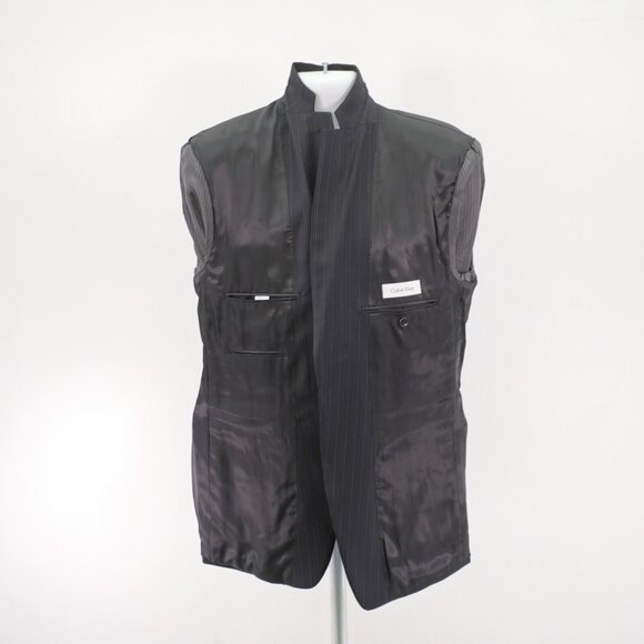 Calvin Klein Wool Gray Striped 2 Piece Suit 40L Flat Front 34 / 34 Mid Rise 2 Bu - Picture 14 of 15